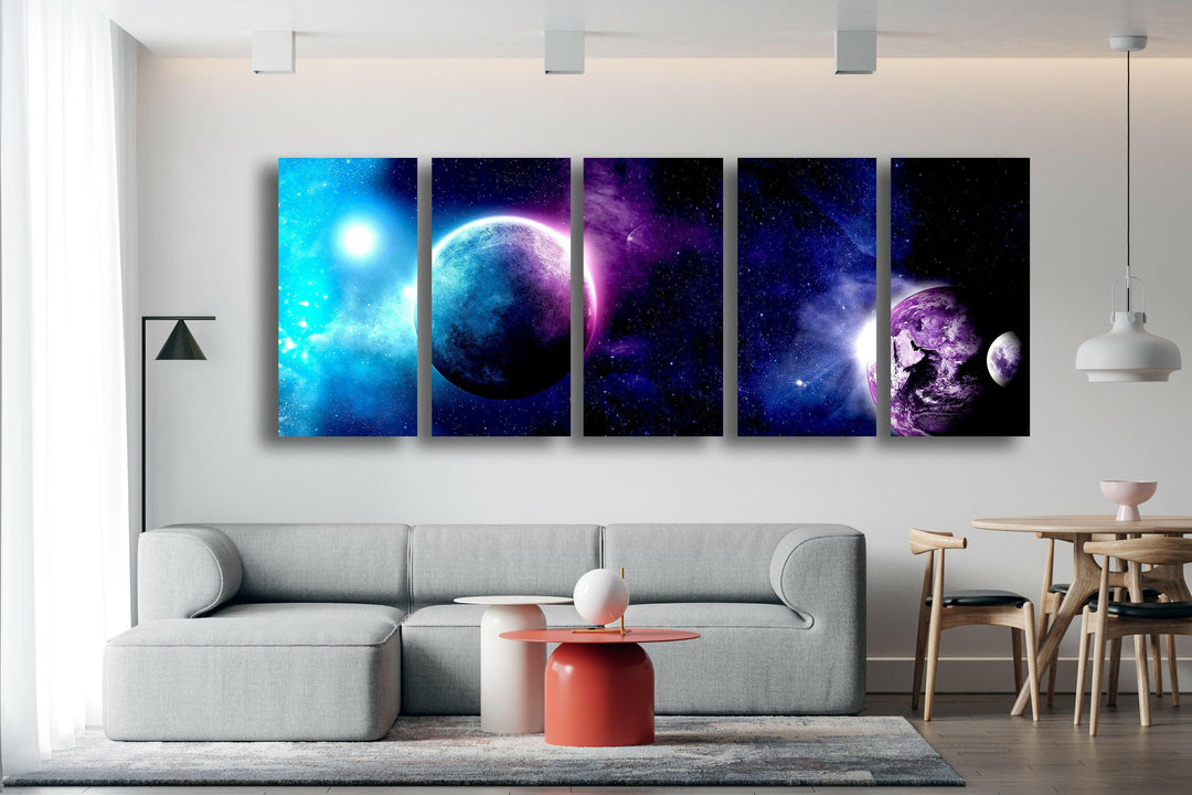 Purple Galaxy, Planets Glass Wall Art, photo print on glass, prints on glass wall art