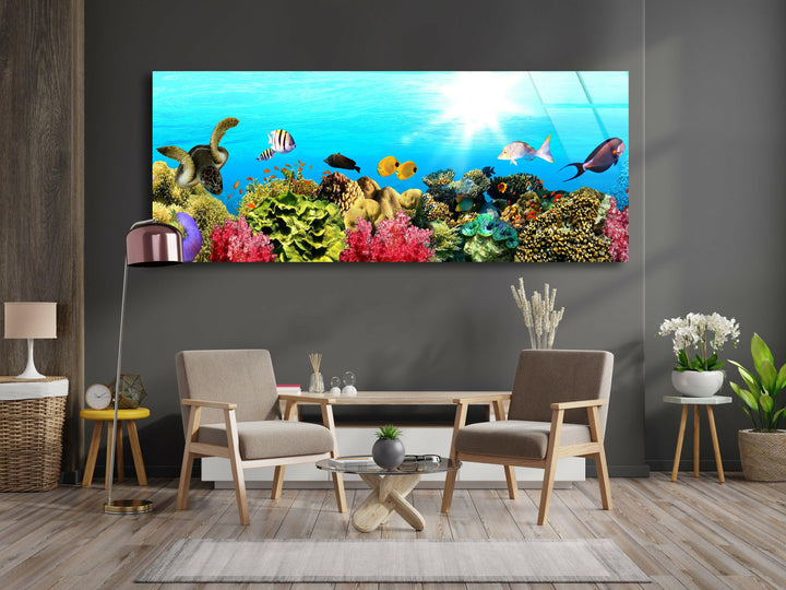 Marine Fishes Glass Wall Art, print picture on glass, Tempered Glass Wall Art