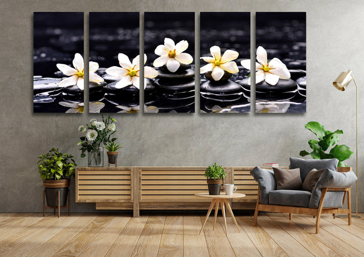 Gardenia With Therapy Stones Glass Wall Art, Glass Printing Wall Art, Print photos on glass