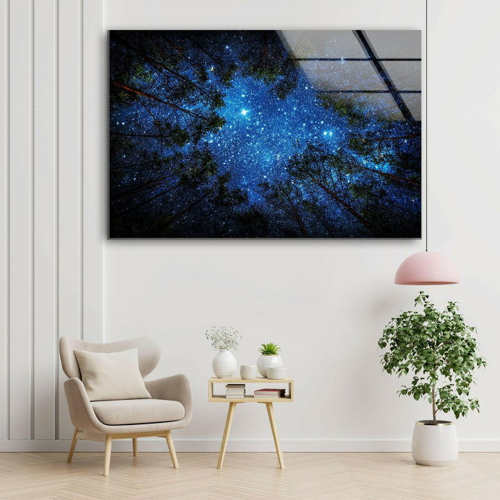 Stars Through The Trees Glass Wall Art Glass Printing Wall Art, Print photos on glass