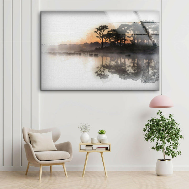 Sunrise Reflected In Lake Glass Wall Art art glass wall art, glass wall art pictures