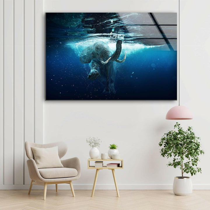 Swimming Elephant Glass Wall Art art glass wall art, glass wall art pictures