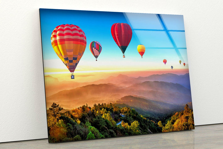 Hot Air Balloon Glass Wall Art glass art painting, glass art for the Wall