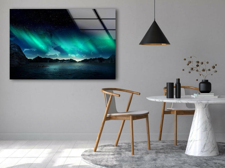 Ethereal Northern Lights Glass Wall Art stained glass wall art, stained glass wall decor