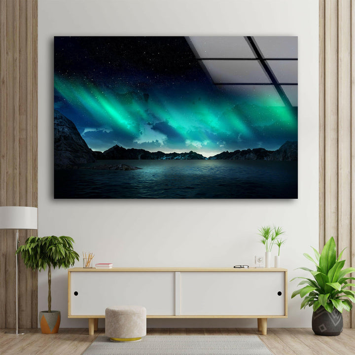 Ethereal Northern Lights Glass Wall Art custom glass photo prints, large glass prints