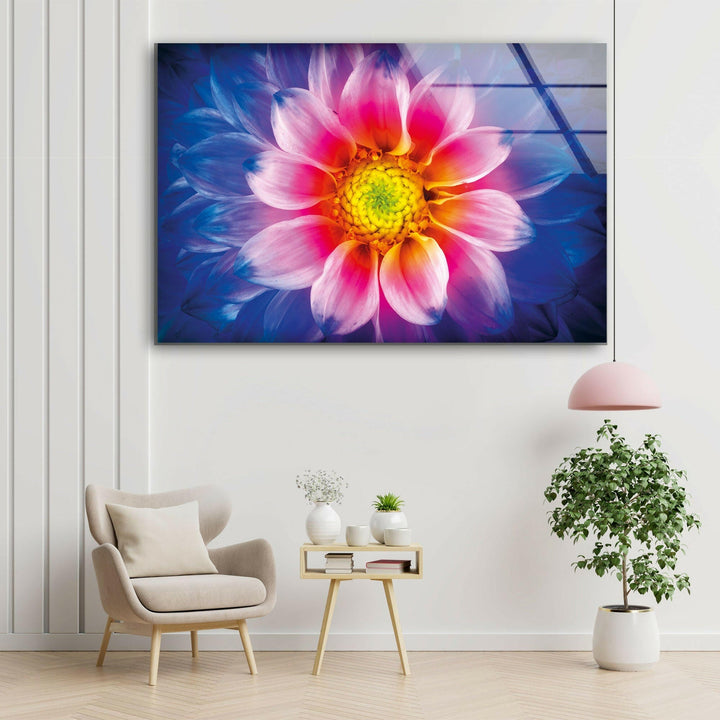 Colorful Chrysanthemum Flower Glass Wall Art, art glass wall art, glass wall art pictures