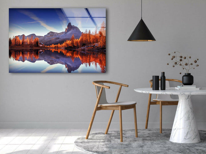 Majestic Sunset Mountains Glass Wall Art  picture on glass wall art, photos printed on glass