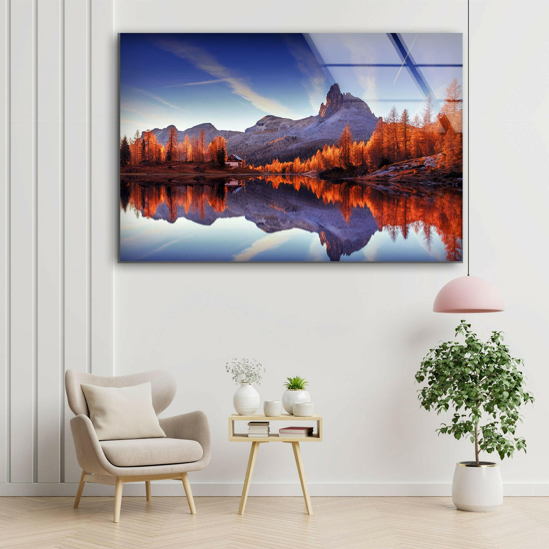 Majestic Sunset Mountains Glass Wall Art  print on glass, glass printed photos