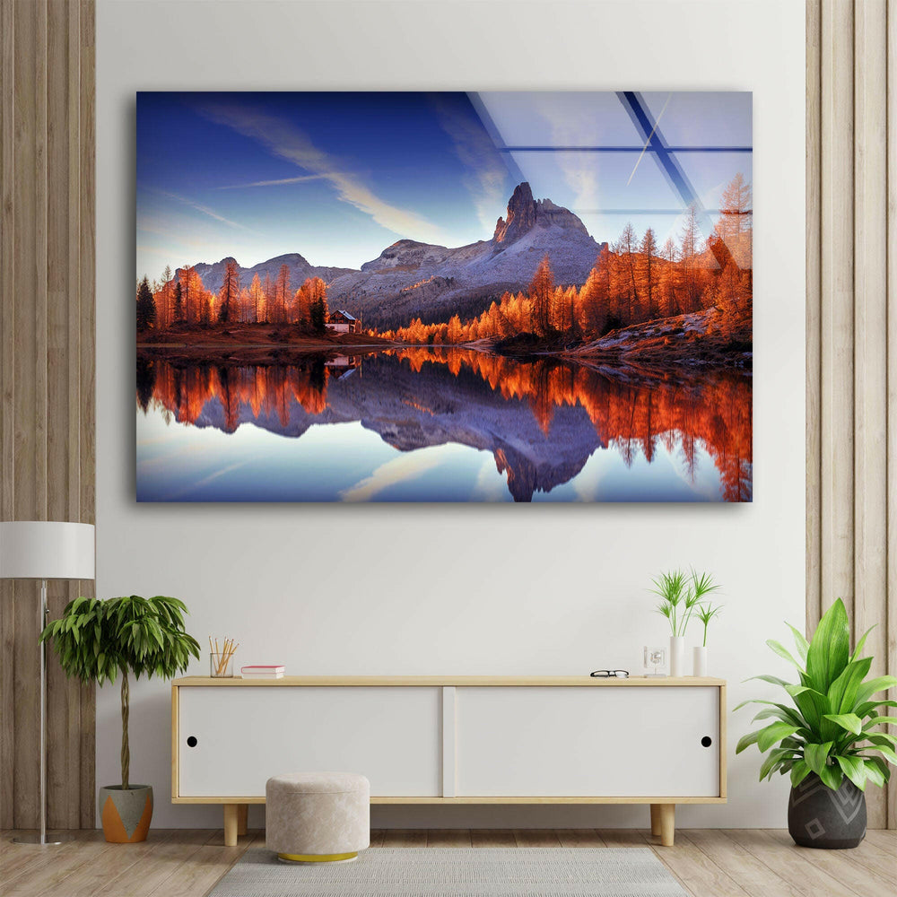 Majestic Sunset Mountains Glass Wall Art  photo print on glass, prints on glass wall art