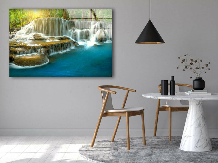 Deep Forest Waterfall Thailand Glass printing Wall Art