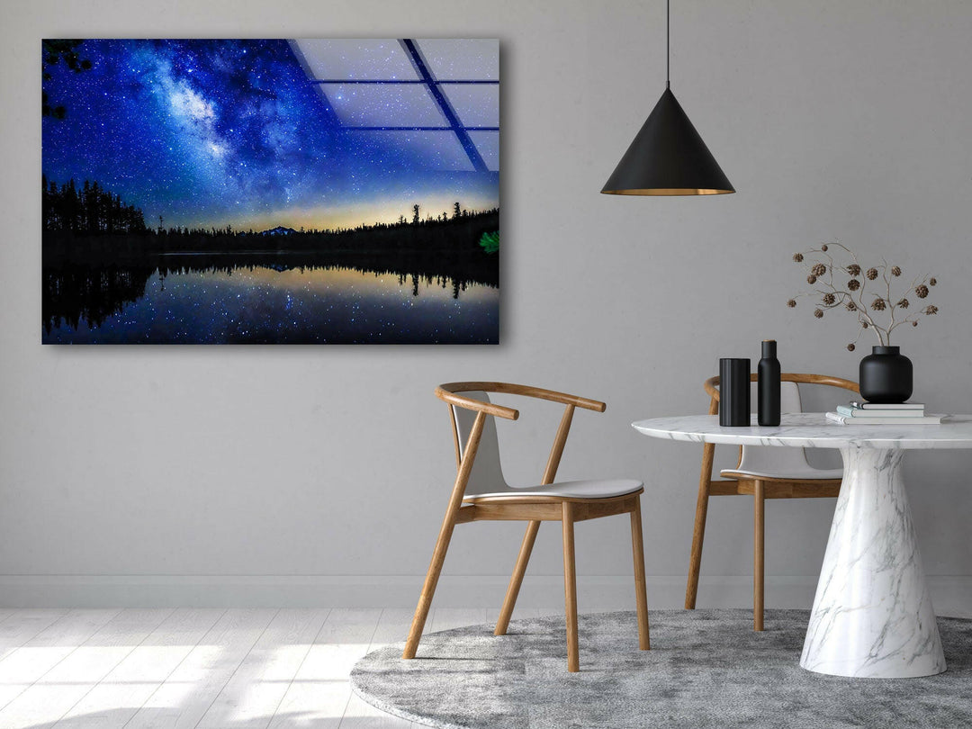 Milky Way in the Night Sky Glass Wall Art custom glass pictures, glass art prints