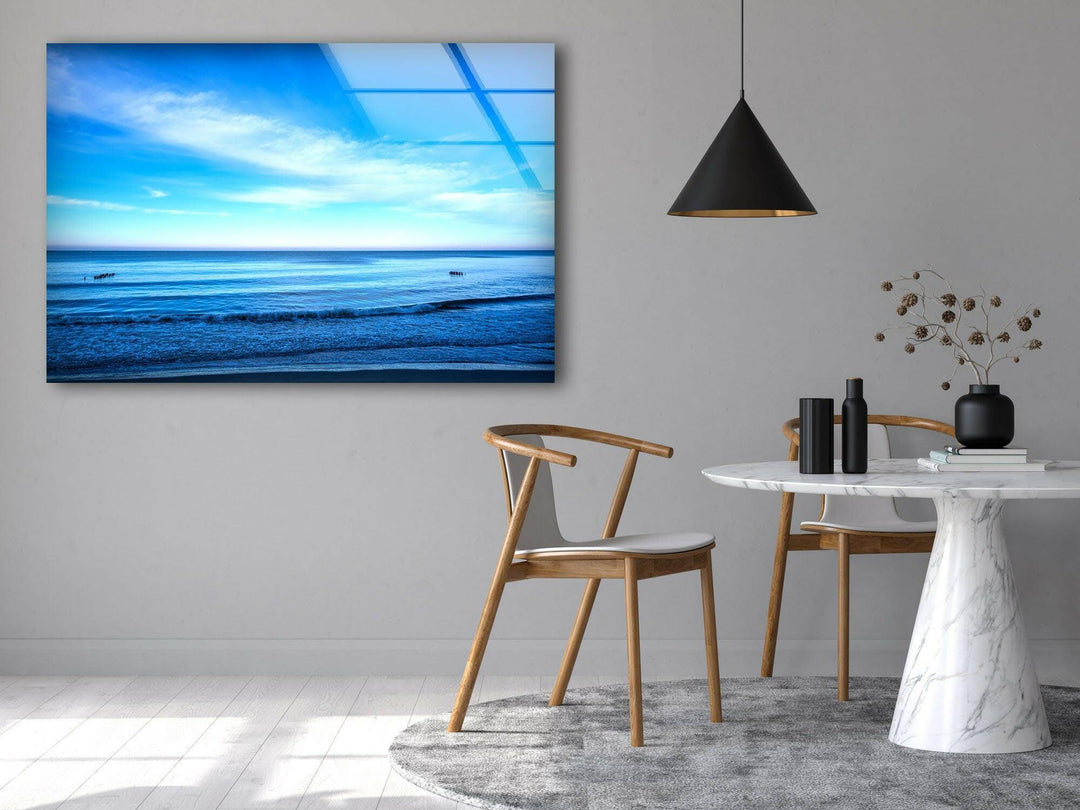 Blue Sea Landscape Glass Wall Art glass image printing, glass prints from photos