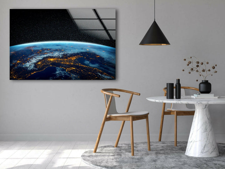 Earth At Night Glass Wall Art, glass pictures for Wall, glass prints wall art