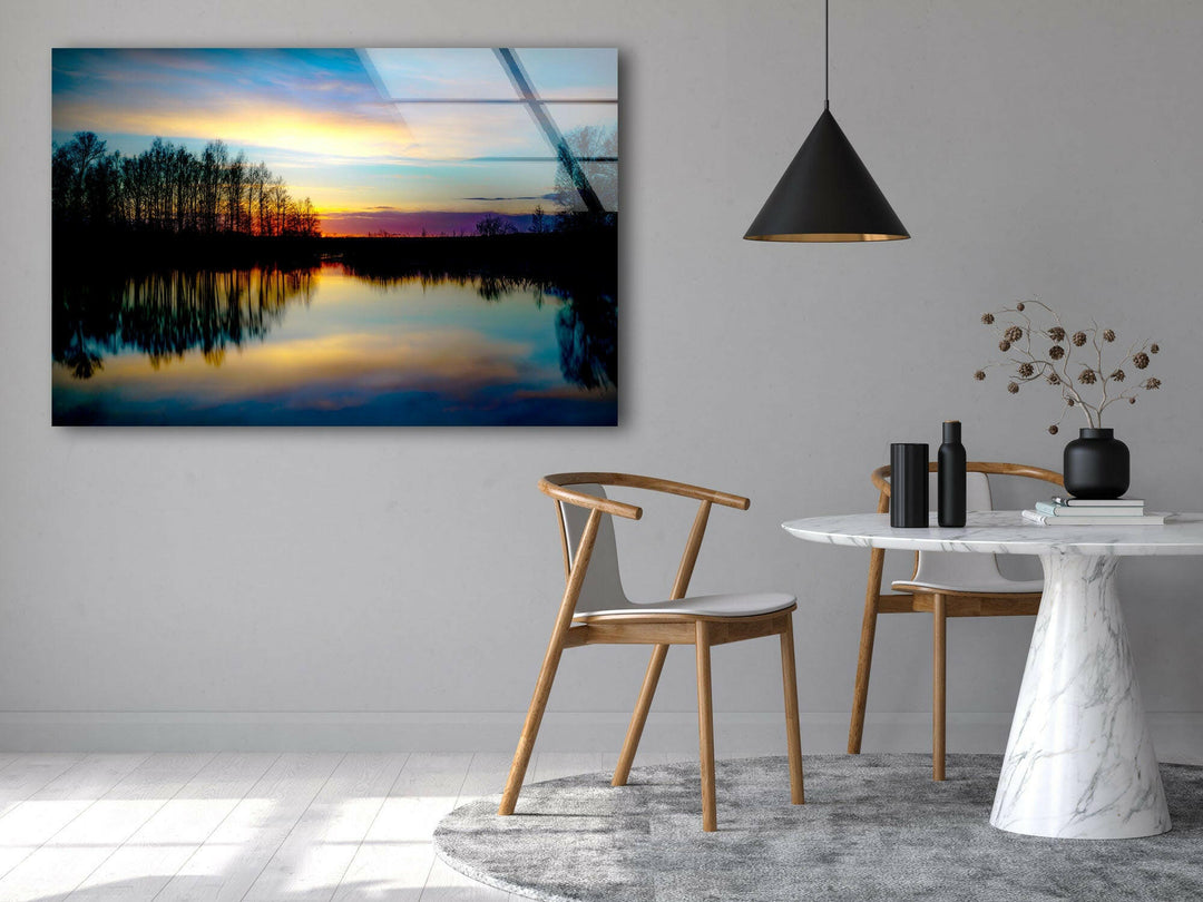 Sunset Near Lake Glass Wall Art glass image printing, glass prints from photos