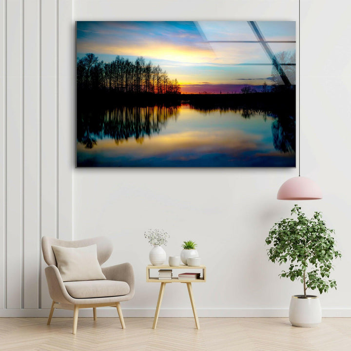 Sunset Near Lake Glass Wall Art glass photo prints, glass picture prints