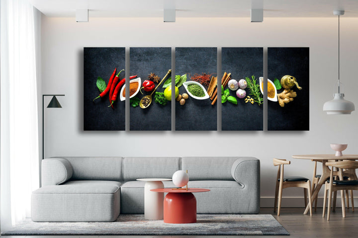 Kitchen Herbs and Spices Glass Wall Art, large glass photo prints, glass wall photos