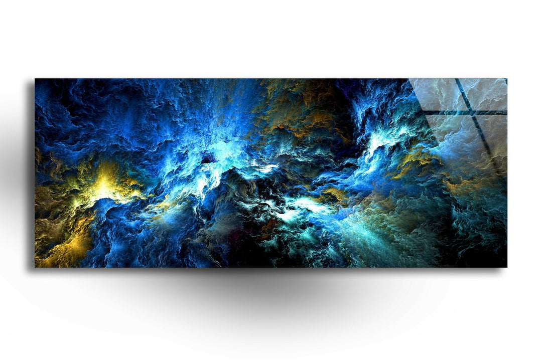 Blue, Black Cloud Abstract Glass Wall Art, art glass wall art, glass wall art pictures