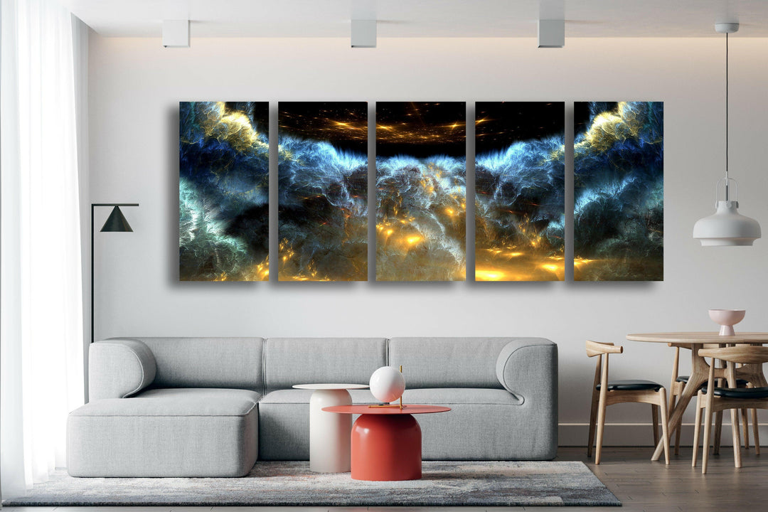 Blue & Black Cloud Abstract Glass Wall Art, glass wall decor, glass wall art decor