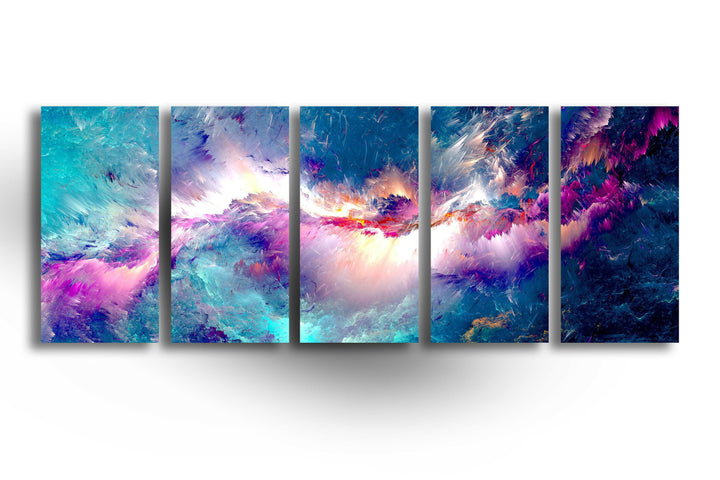 Blue, Purple Cloudy Abstract Glass Wall Art, print on glass, glass printed photos