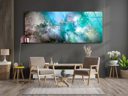 Light Blue Cloud Abstract Glass Wall Art