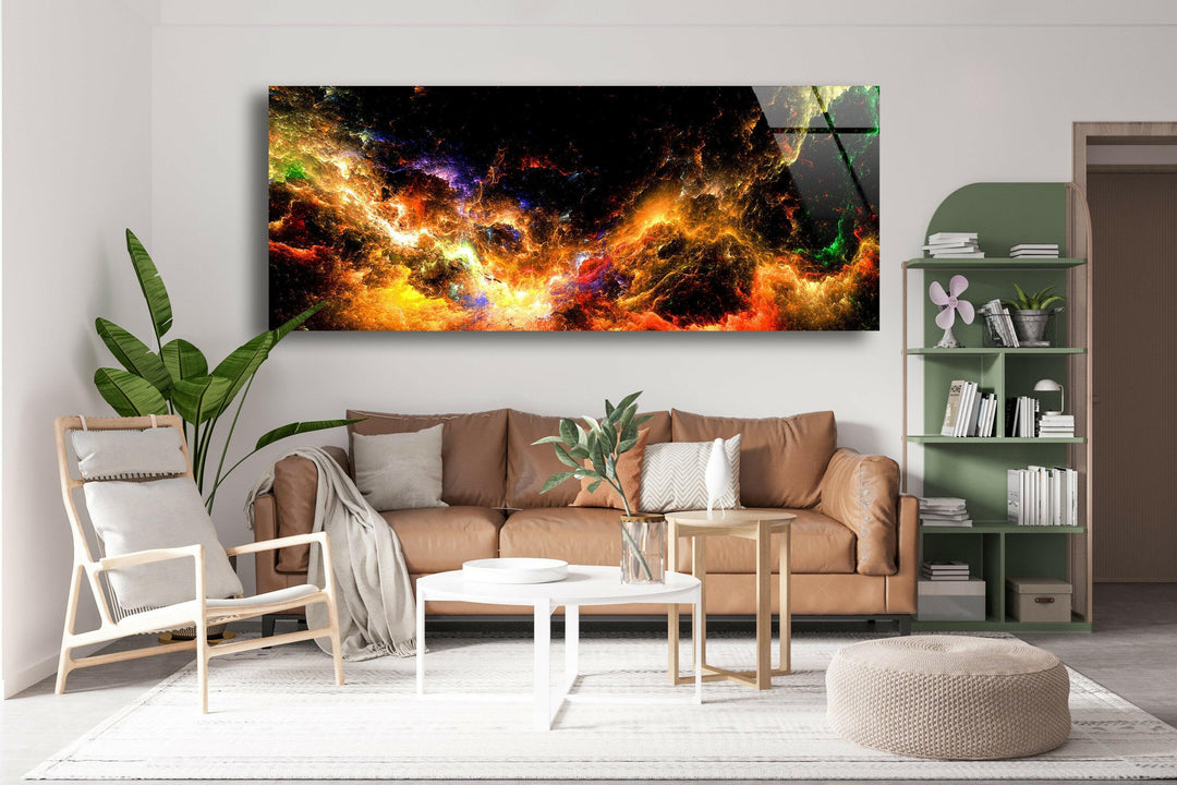 Cosmic Galaxy Abstract Glass Wall Art, print on glass, glass printed photos