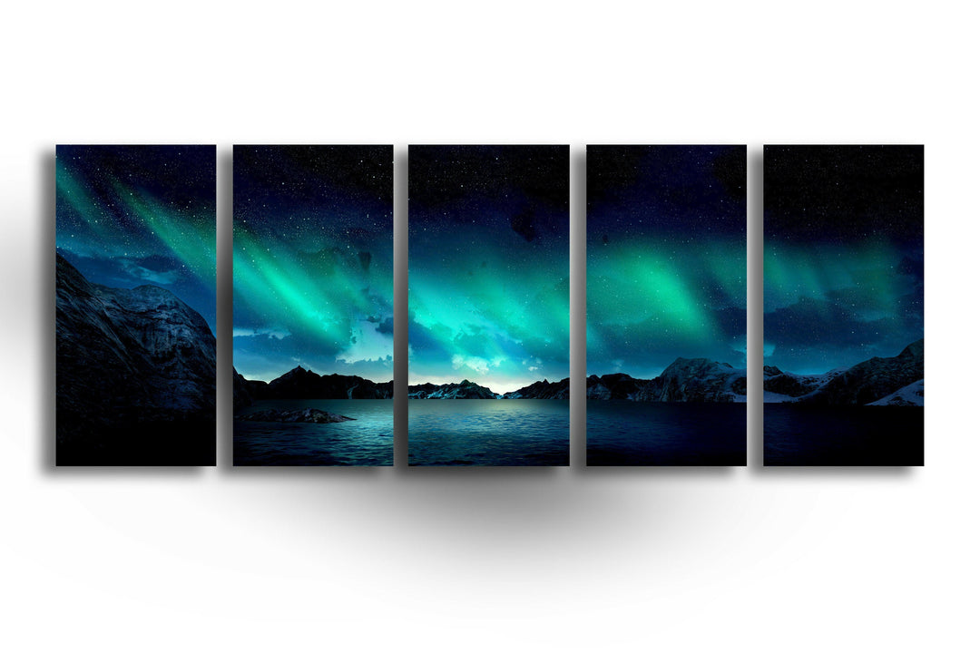 Northern Lights & Lake Landscape Glass Wall Art, glass pictures for Wall, glass prints wall art