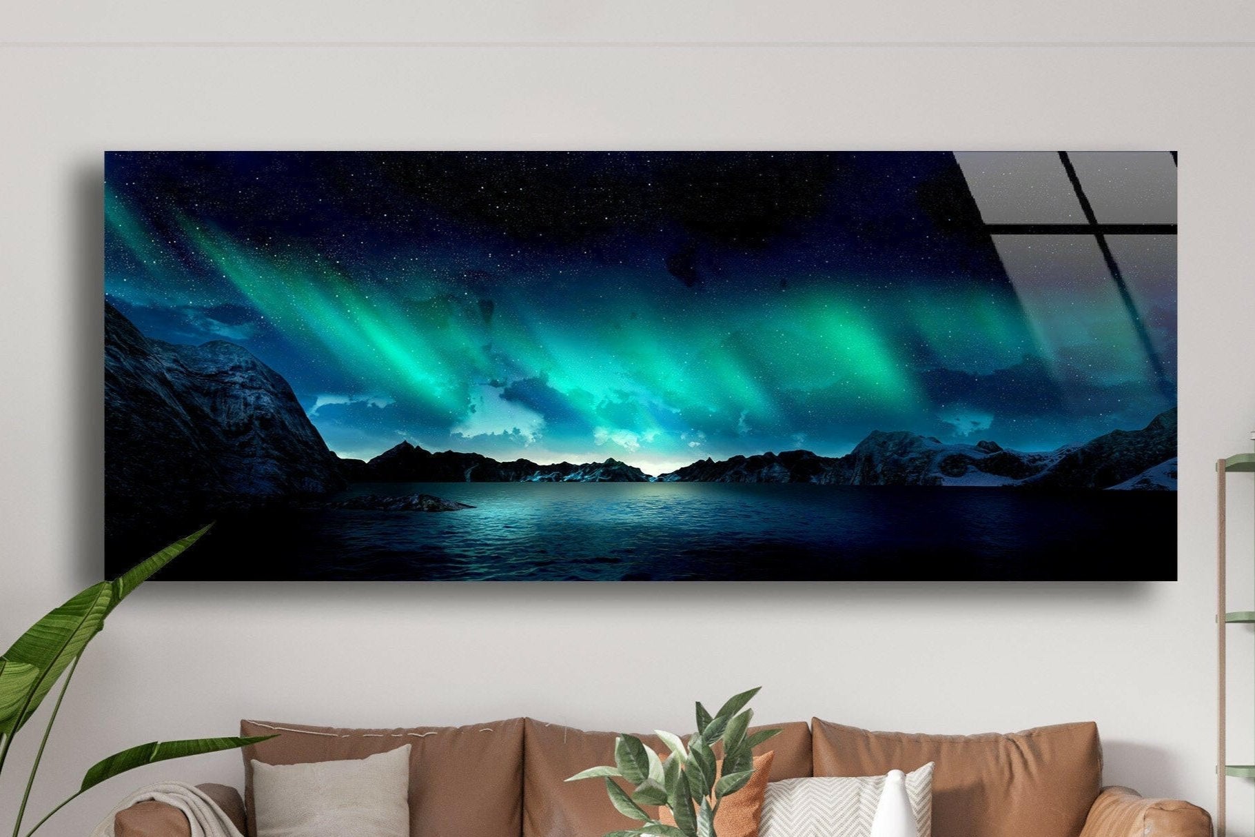 Northern Lights & Lake Landscape Glass Wall Art, art glass wall art, glass wall art pictures