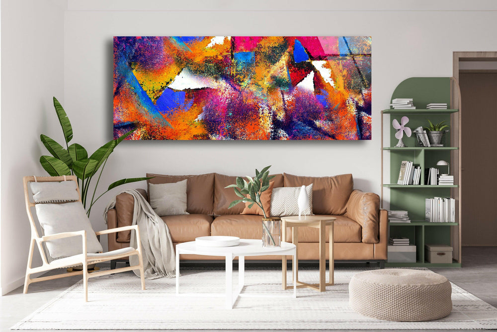 Colorful Modern Abstract Glass Wall Art, print on glass, glass printed photos