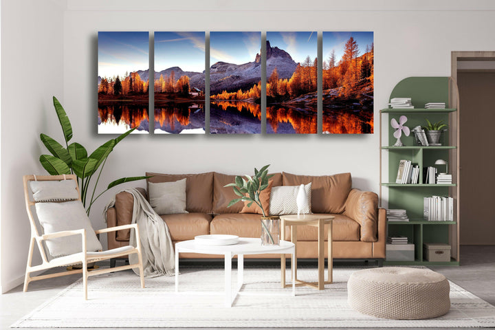 Mountain Lake Landscape Glass Wall Art, print on glass, glass printed photos