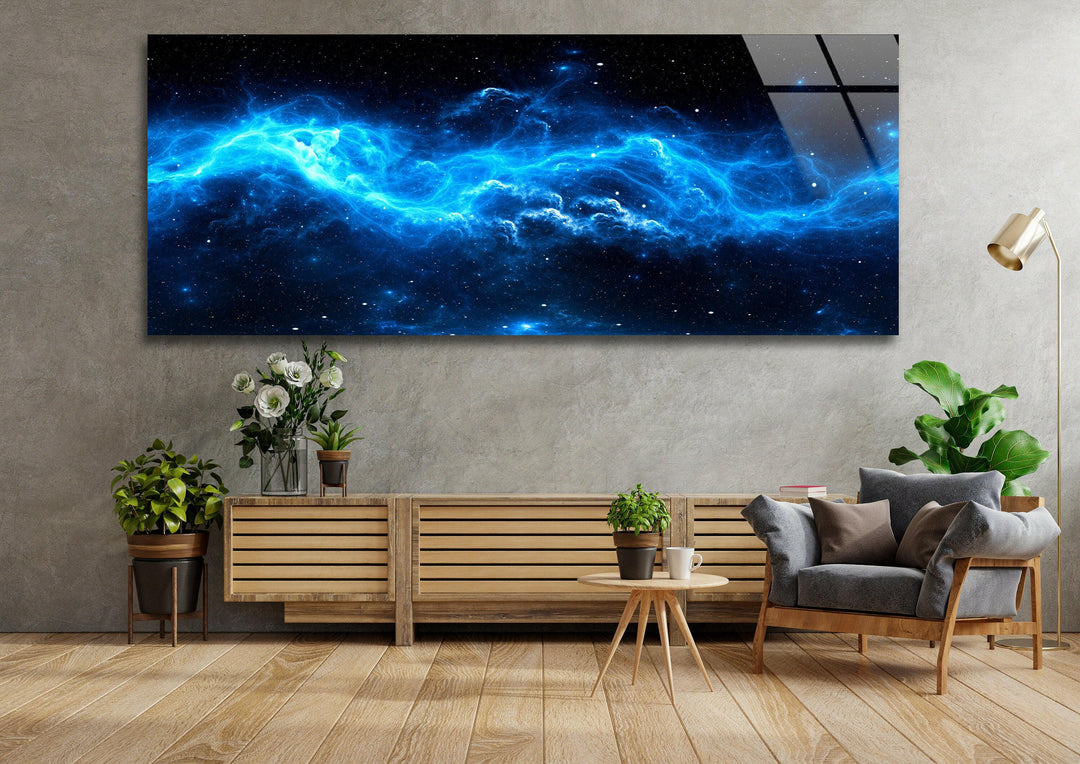 Blue Galaxy & Nebula Star Glass Wall Art, Glass Printing Wall Art, Print photos on glass