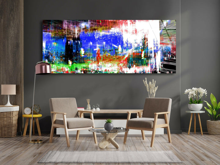 Colorful Oil Painting Abstract Glass Wall Art, custom glass pictures, glass art prints