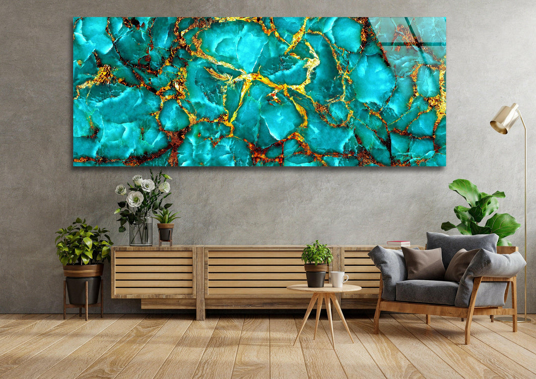 Turquoise Gold Marble Glass Wall Art, glass photo prints, glass picture prints