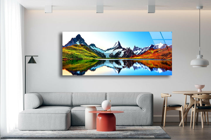 Lake Bachalpsee & Mountain Landscape Glass Wall Art, glass wall decor, glass wall art decor