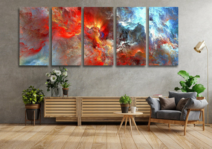 Red, Grey Cloud Abstract Glass Wall Art, Glass Printing Wall Art, Print photos on glass