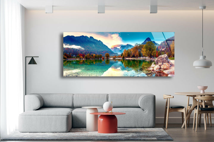 Lake Jasna Nature Landscape Glass Wall Art, large glass photo prints, glass wall photos