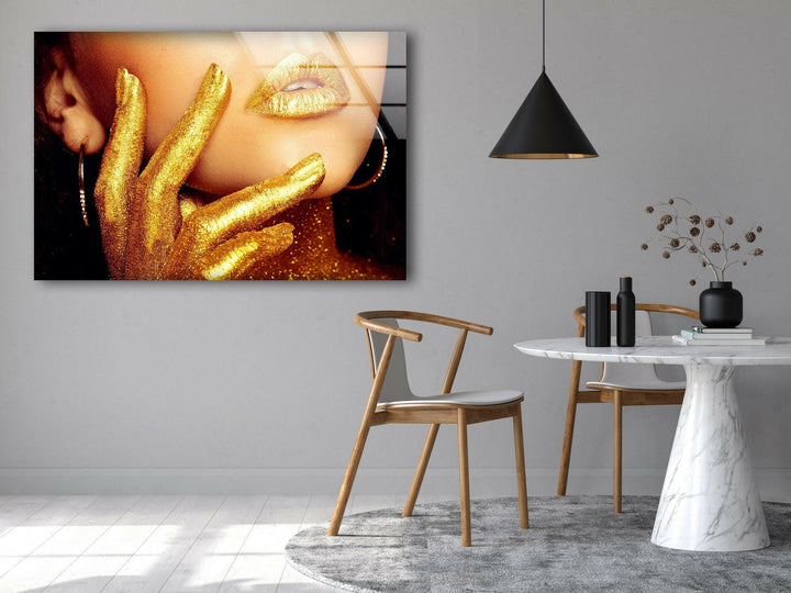 Golden Woman Tempered Glass Wall Art - MyPhotoStation