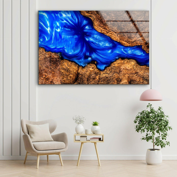 Blue Epoxy Abstract Glass Wall Art glass wall decor, glass wall art decor