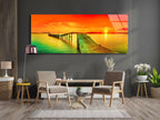 Panoramic Dock View Tempered Glass Wall Art