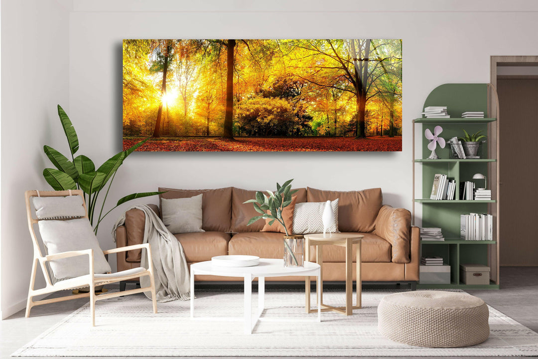 Autumn Nature Landscape Glass Wall Art, print on glass, glass printed photos