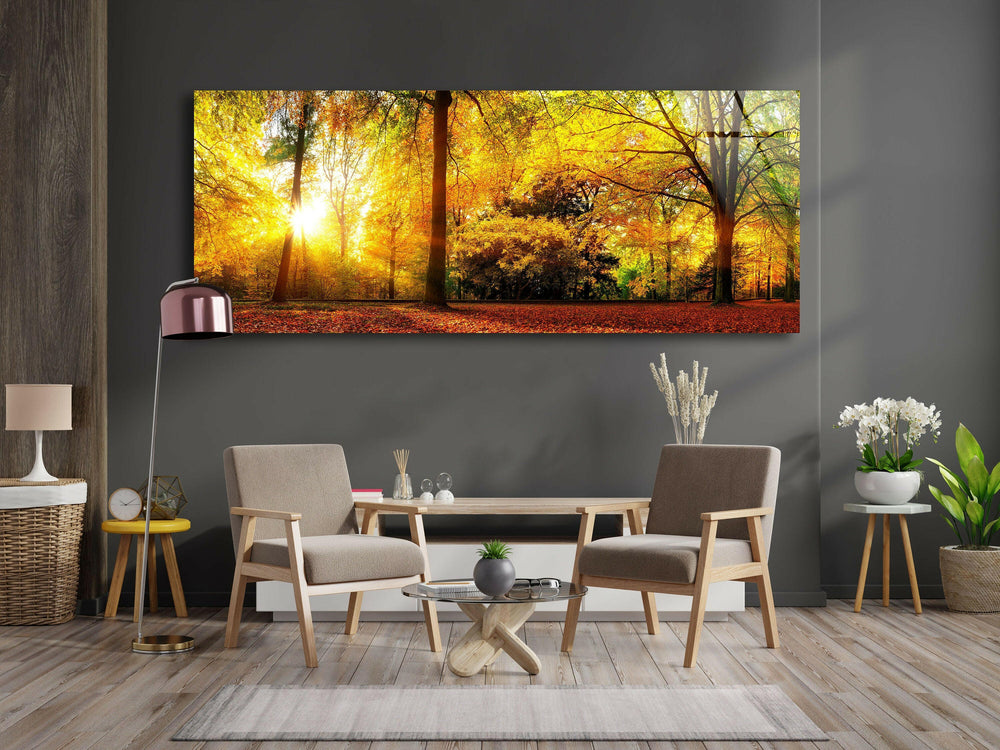 Autumn Nature Landscape Glass Wall Art, photo print on glass, prints on glass wall art