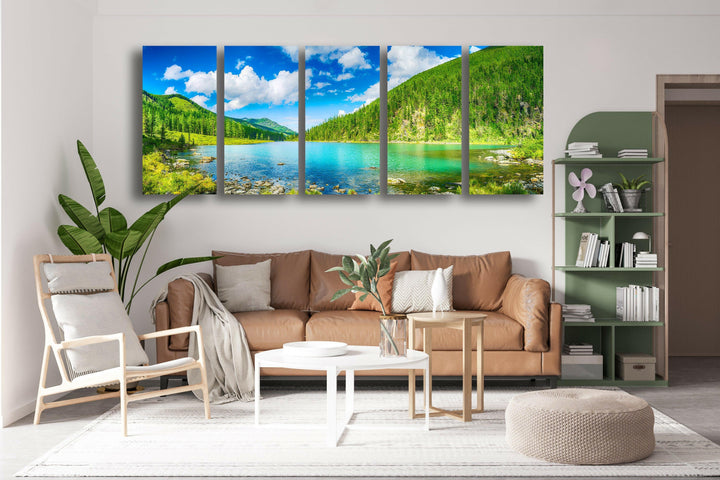 Mountain&Lake Nature Landscape Glass Wall Art, Glass Printing Wall Art, Print photos on glass