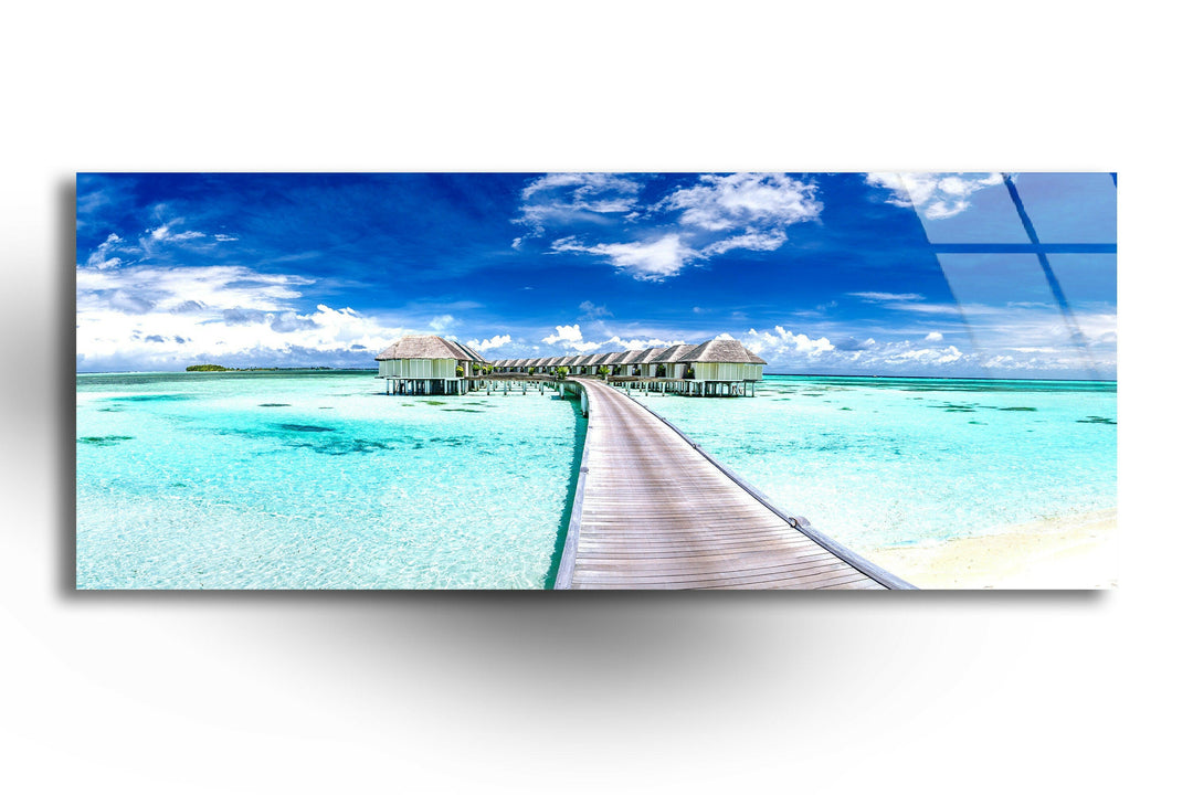 Maldives Beaches Landscape Glass Wall Art, glass art painting, glass art for the Wall