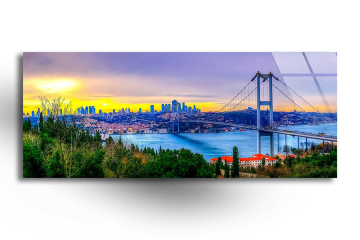 Istanbul Bridge Landscape Glass Wall Art, art glass wall art, glass wall art pictures