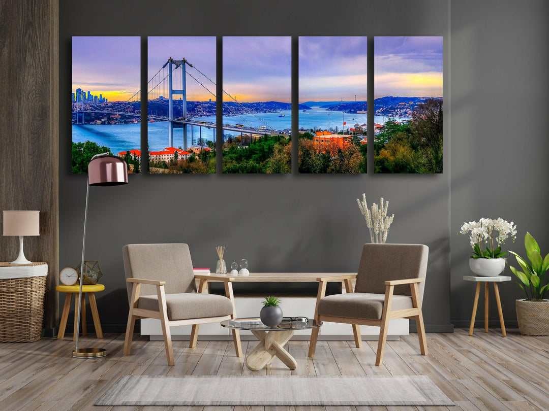 Istanbul Bridge Landscape Glass Wall Art, print picture on glass, Tempered Glass Wall Art