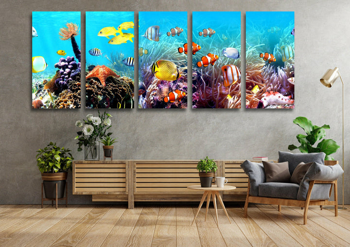 Undersea Tropical Fishes Glass Wall Art, glass pictures for Wall, glass prints wall art