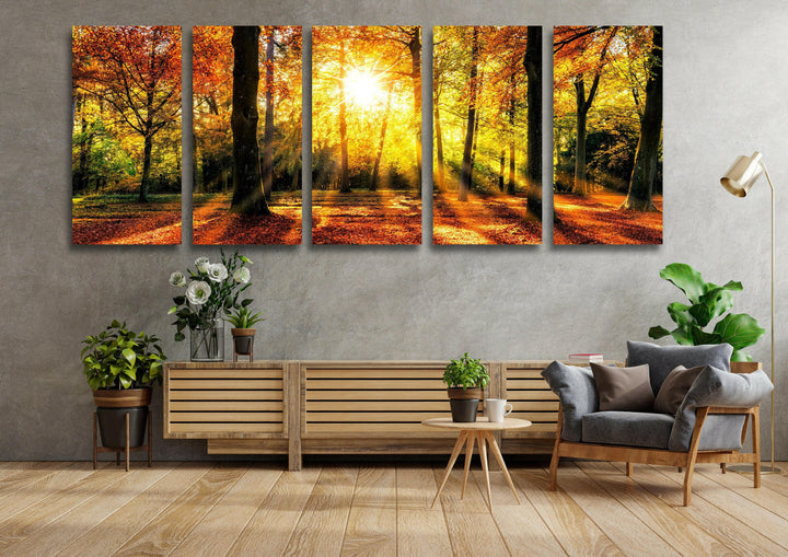 Autumn Forest Landscape Glass Wall Art, art glass wall art, glass wall art pictures