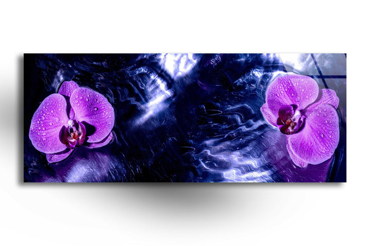 Purple Blooming Orchid Glass Wall Art, print picture on glass, Tempered Glass Wall Art