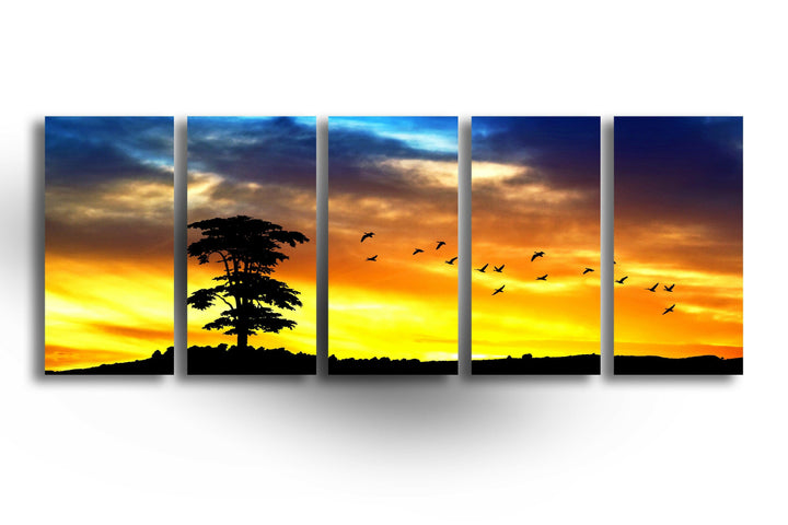 Sunset Nature Silhouette Glass Wall Art, art glass wall art, glass wall art pictures