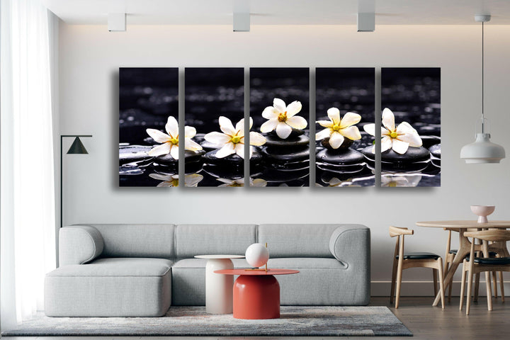 Gardenia With Therapy Stones Glass Wall Art, art glass wall art, glass wall art pictures