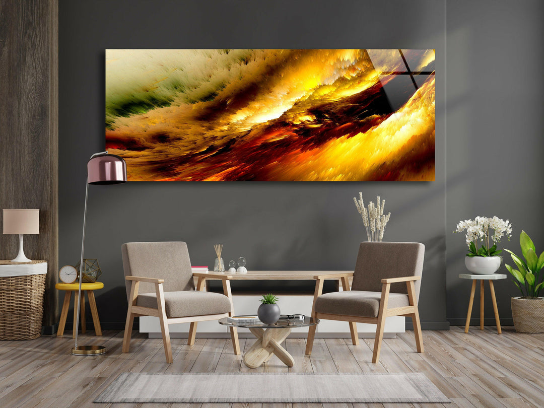 Yellow Cloud Abstract Glass Wall Art, custom glass photo prints, large glass prints